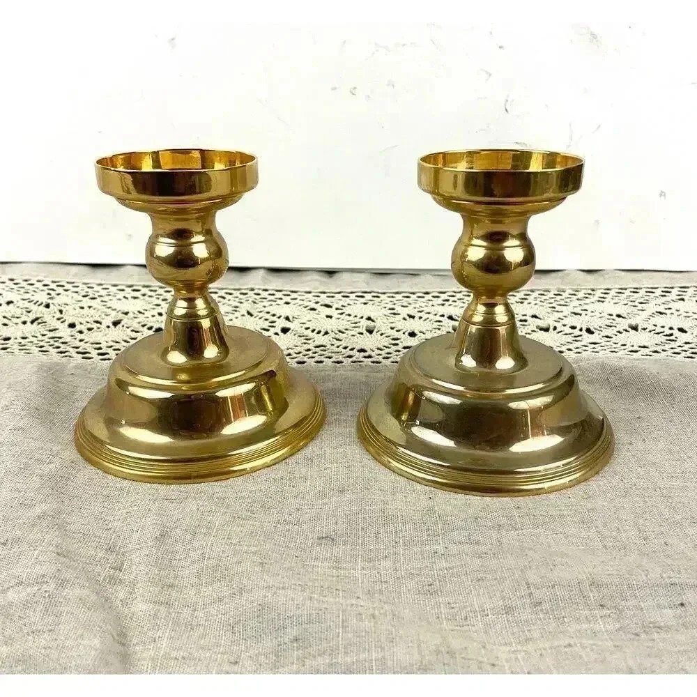 VTG Gold Tone Candlestick‎ Candle Holders W/Inserts International Silver Company